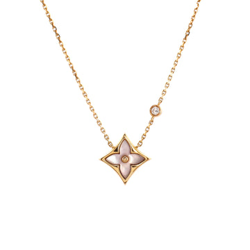Louis Vuitton Color Blossom BB Star Pendant Necklace 18K Rose Gold with Diamond and Mother of Pearl