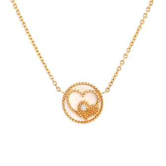 Christian Dior Rose des Vents Heart Motif Necklace 18K Yellow Gold with Diamond and Mother of Pearl