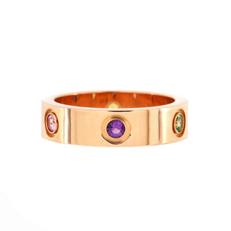Cartier Love Band 6 Stone Ring 18K Rose Gold with Sapphires, Garnets and Amethyst