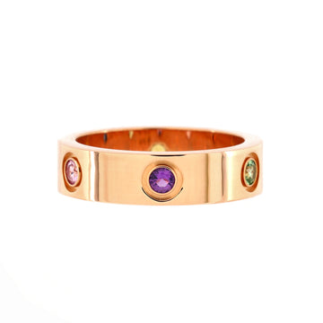 Cartier Love Band 6 Stone Ring 18K Rose Gold with Sapphires, Garnets and Amethyst