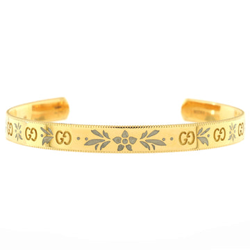 Gucci Icon Blooms Cuff Bracelet 18K Yellow Gold with Enamel