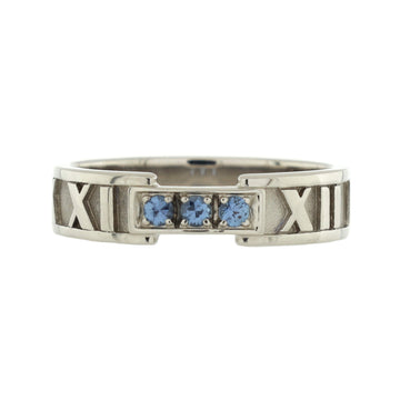Tiffany & Co. Atlas Band Ring 18K White Gold with Blue Sapphires