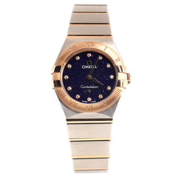 Omega Constellation Quartz Watch Stainless Steel and Rose Gold with Diamond Markers 25