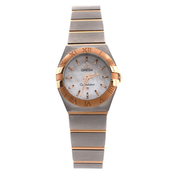 Omega Constellation Quartz Watch Stainless Steel and Rose Gold with Mother of Pearl 23