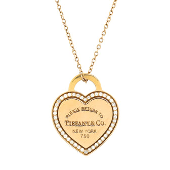 Tiffany & Co. Return to Tiffany Heart Pendant Necklace 18K Rose Gold with Diamonds