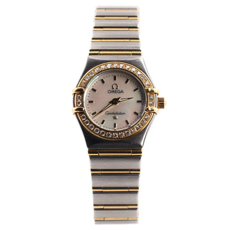 Omega Constellation Quartz Watch Stainless Steel and Yellow Gold with Diamond Bezel and Mother of Pearl 23