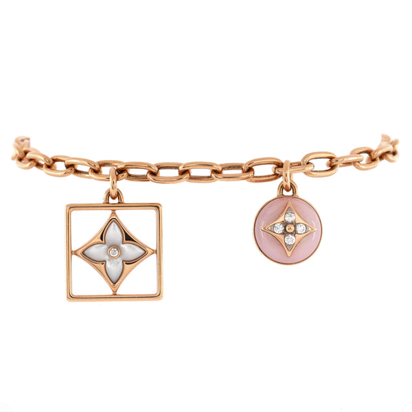 Louis Vuitton B Blossom Bracelet 18K Rose and White Gold with Pink