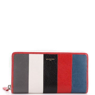 Balenciaga Bazar Zip Around Wallet Striped Leather Long