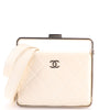 Chanel Metal Bar Convertible Clutch Bag Quilted Lambskin White