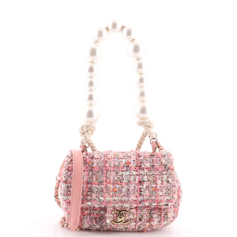 Chanel Pearl Handle Flap Bag Tweed Mini