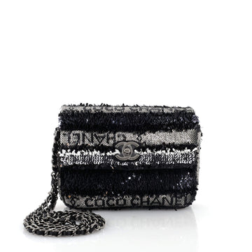 Chanel Coco Flap Clutch with Chain Striped Multicolor Sequins