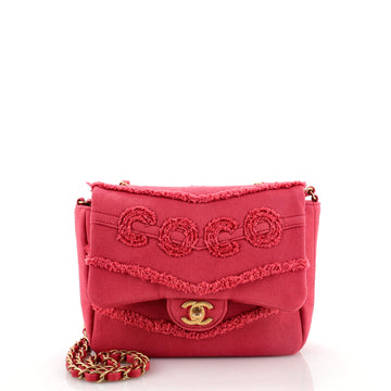 Chanel Coco Flap Bag Fringe Chevron Denim Small