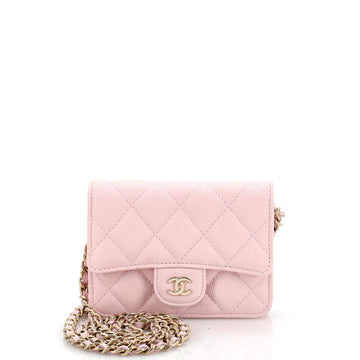 Chanel Classic Flap Card Holder on Chain Quilted Caviar Mini