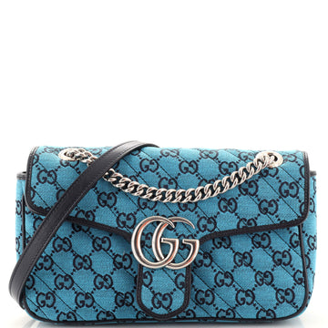 Gucci GG Marmont Flap Bag Diagonal Quilted GG Canvas Small