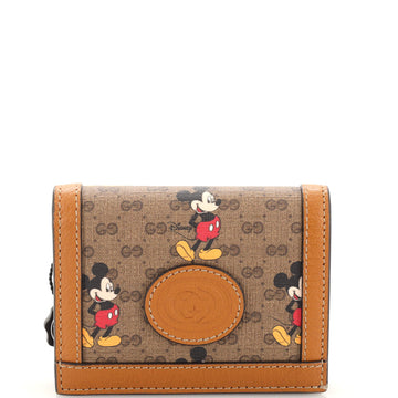 Gucci Disney Mickey Mouse Card Case Wallet Printed Mini GG Coated Canvas