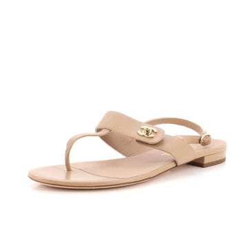 Chanel Women's Turnlock CC Thong Sandals Leather