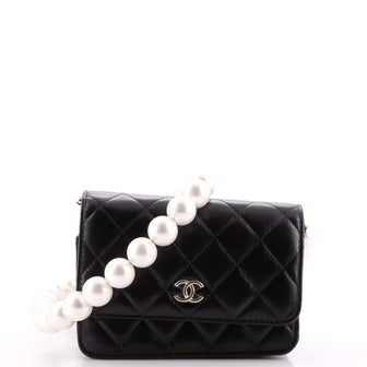 Chanel Pearl Strap CC Wallet on Chain Quilted Calfskin Mini