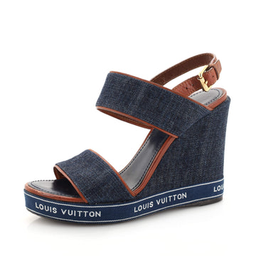 Louis Vuitton Women's Croisiere Wedge Sandals Denim