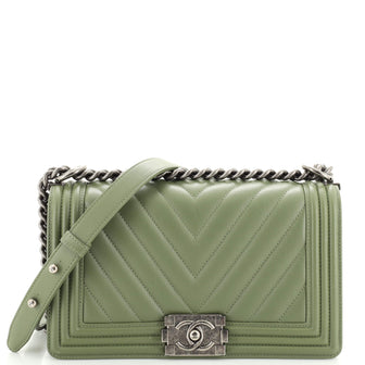 Chanel Boy Flap Bag Chevron Lambskin Old Medium