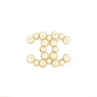 Chanel CC Brooch Metal with Faux Pearls