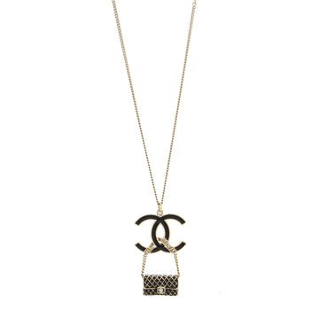 Chanel CC Flap Bag Pendant Long Necklace Metal and Enamel