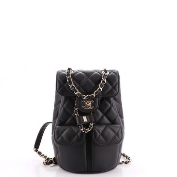 Chanel Double Pocket Flap Bucket Backpack Quilted Caviar