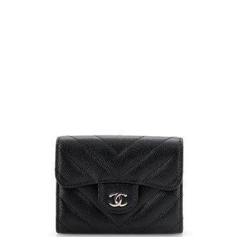 Chanel Classic Flap Card Case Chevron Caviar