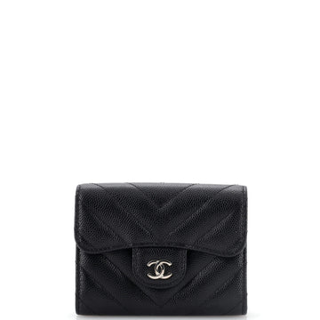 Chanel Classic Flap Card Case Chevron Caviar