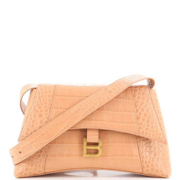 Balenciaga Hourglass Sling Shoulder Bag Crocodile Embossed Leather Small