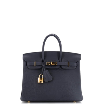 Hermes Birkin Handbag Blue Togo with Gold Hardware 25