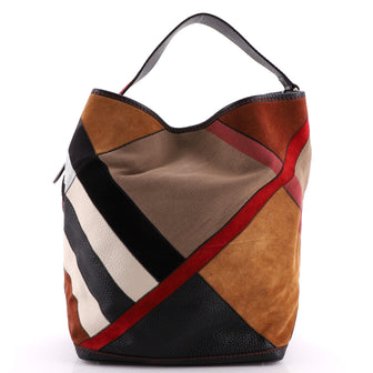 Burberry Ashby Bag Patchwork Leather and House Check Canvas Medium