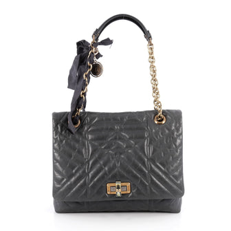 Lanvin Happy Shoulder Bag Quilted Leather Medium Gray 1985501