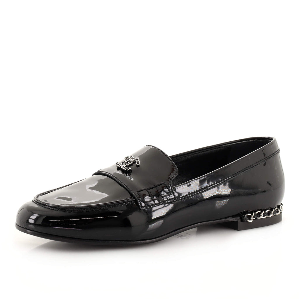 CHANEL, Shoes, Chanel Black Woven Chain Double Cs Loafers