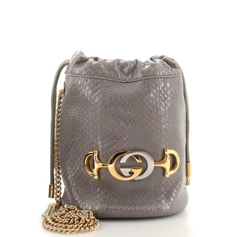 Gucci Zumi Bucket Bag Snakeskin Effect Leather Mini