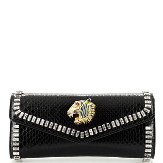 Gucci Rajah Broadway Clutch Python with Crystals