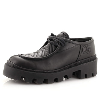 Gucci Women's Lace Up Charlotte Loafers Leather