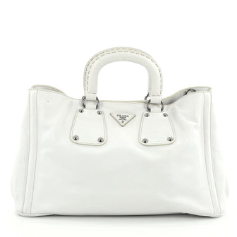 Buy Prada Double Handle Convertible Shopping Tote Soft White 1986401