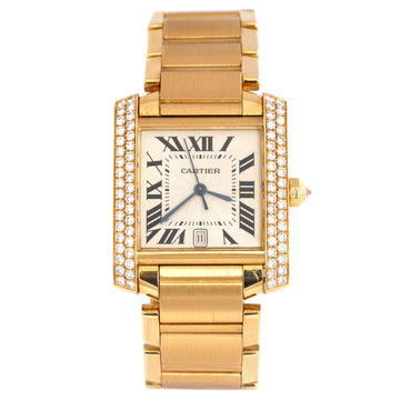 Cartier Tank Francaise Automatic Watch Yellow Gold with Diamond Bezel 28