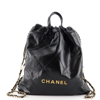 Chanel 22 Chain Backpack Quilted Calfskin Large Black 2271572