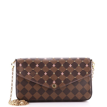 Louis Vuitton Felicie Pochette Flower Printed Studded Damier