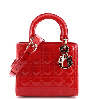 Christian Dior Lady Dior Bag Cannage Quilt Patent Medium