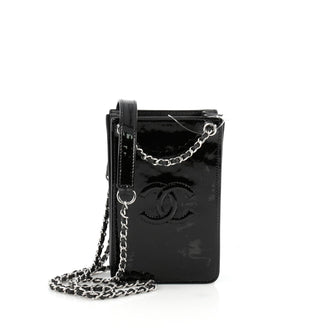 Chanel CC Phone Holder Crossbody Bag Patent Black