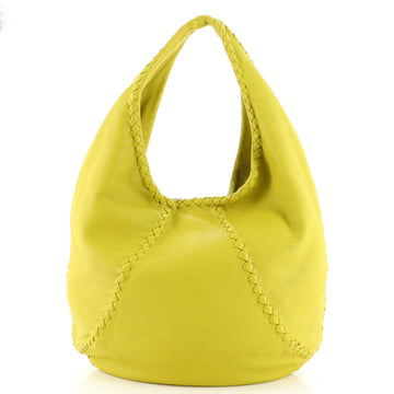 Bottega Veneta Baseball Hobo Leather with Intrecciato Detail Medium