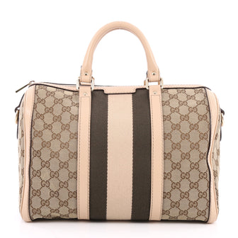 Gucci Vintage Web Boston Bag Leather Medium Brown