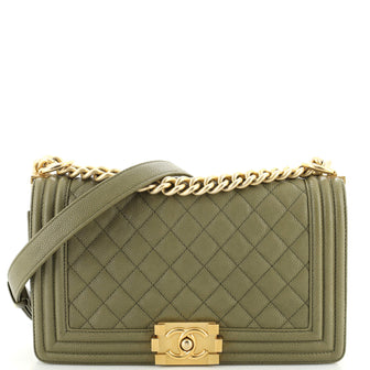 Chanel Boy Flap Bag Quilted Caviar Old Medium