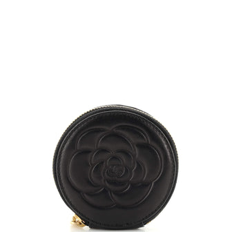 Chanel Round Camellia Coin Purse Leather
