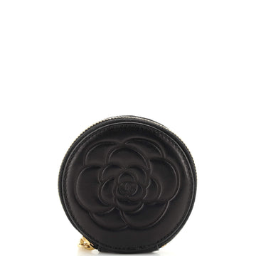 Chanel Round Camellia Coin Purse Leather