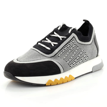 Hermes Men's Addict Sneakers Knit Fabric with Leather