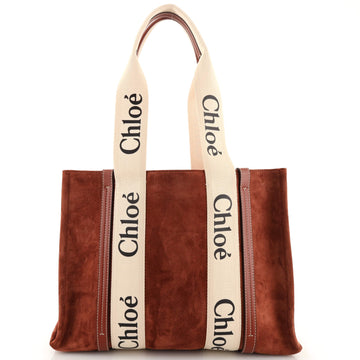 Chloe Woody Tote Suede with Canvas Medium