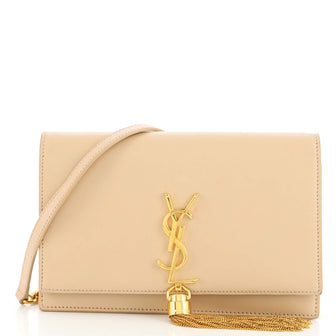 Saint Laurent Classic Monogram Tassel Chain Wallet Leather